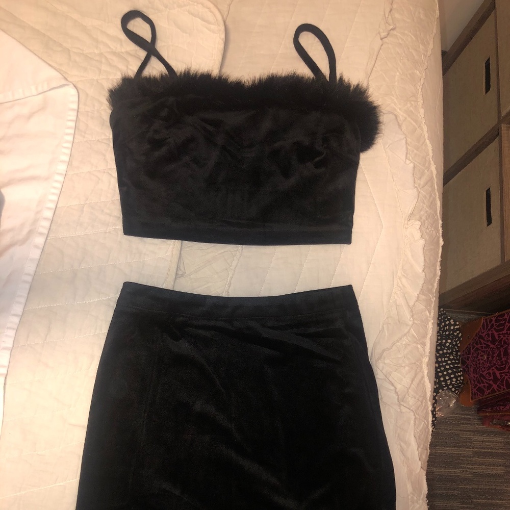 velvet skirt and top set